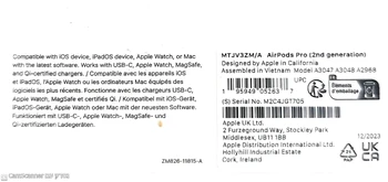 אוזניות איירפודס 2 פרו אפל Apple עם מארז טעינה אלחוטית MagSafe בחיבור Type C