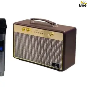 רמקול רטרו מבית BeeTech דגם 2030 עם מיקרופון אלחוטי אחד
