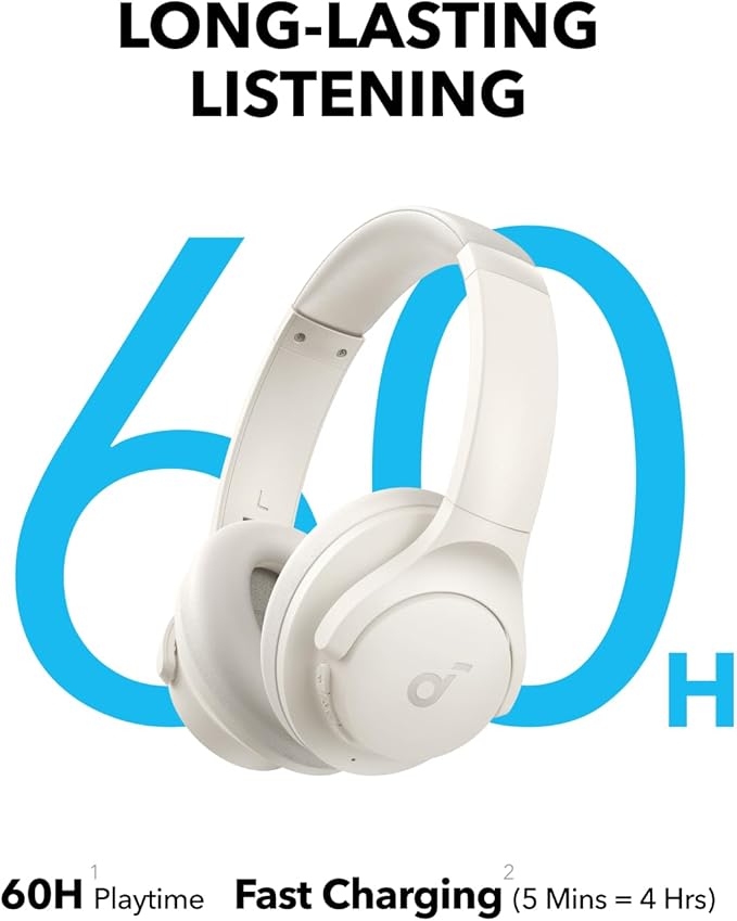 Soundcore Q11i לבנות – עד 60 שעות נגינה אוזניות Soundcore Q11i לבנות על רקע 60 שעות נגינה וטעינה מהירה