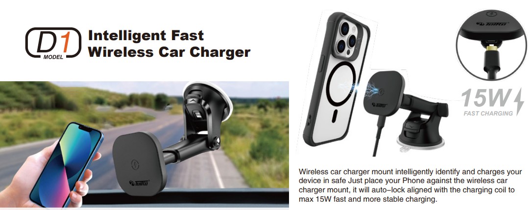 toiko-tk-d1-15w-magnetic-wireless-car-charger_2 מטען אלחוטי מהיר לרכב Toiko TK D1 עם הצמדה מגנטית אוטומטית 15W