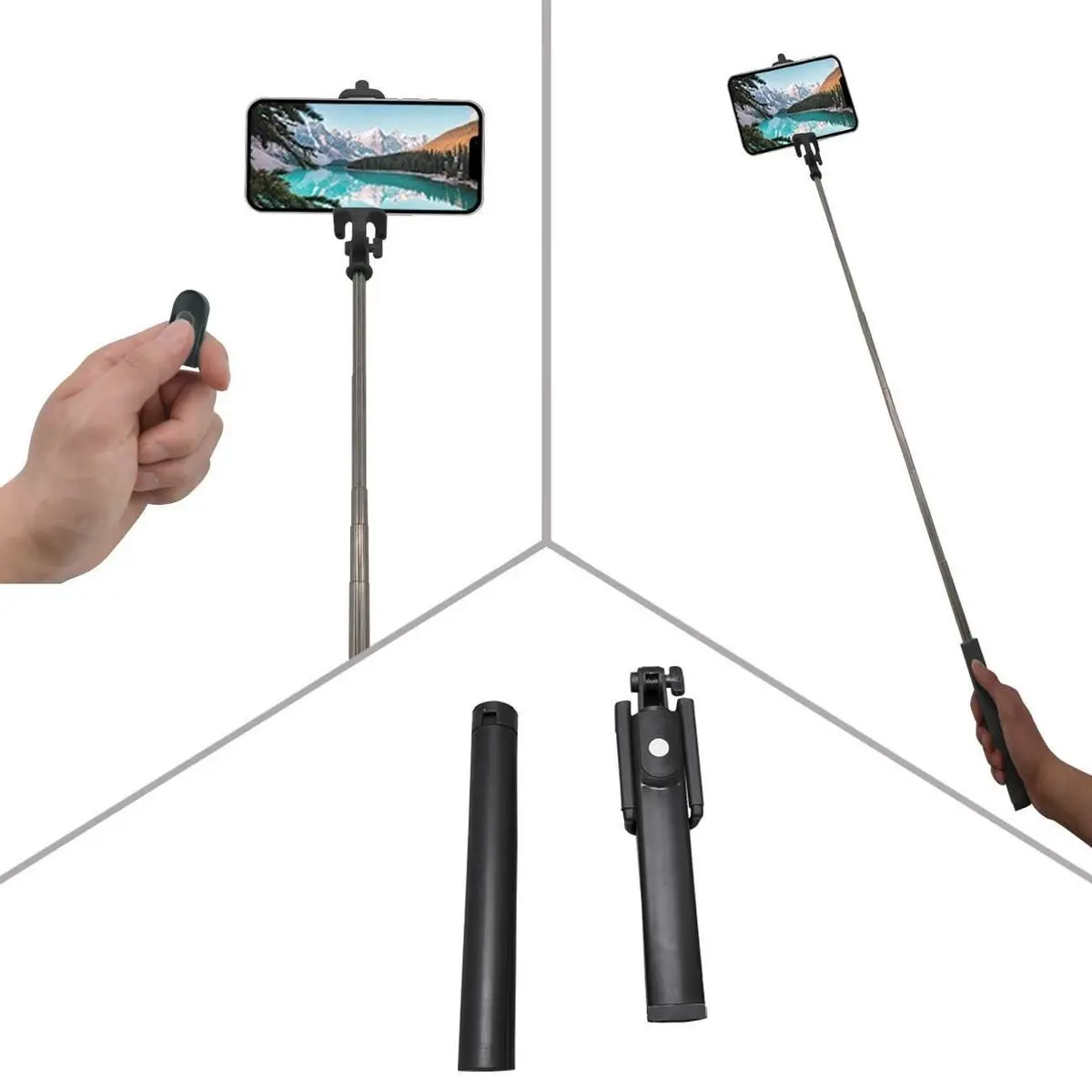 מוט סלפי וחצובה עם שלט Bluetooth – מצבי שימוש