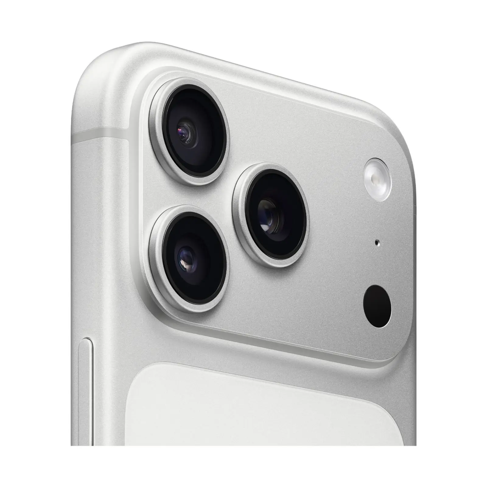 Apple iPhone 17 Pro Silver – מערך צילום אייפון 17 פרו כסוף בזווית המציגה את מערך הצילום