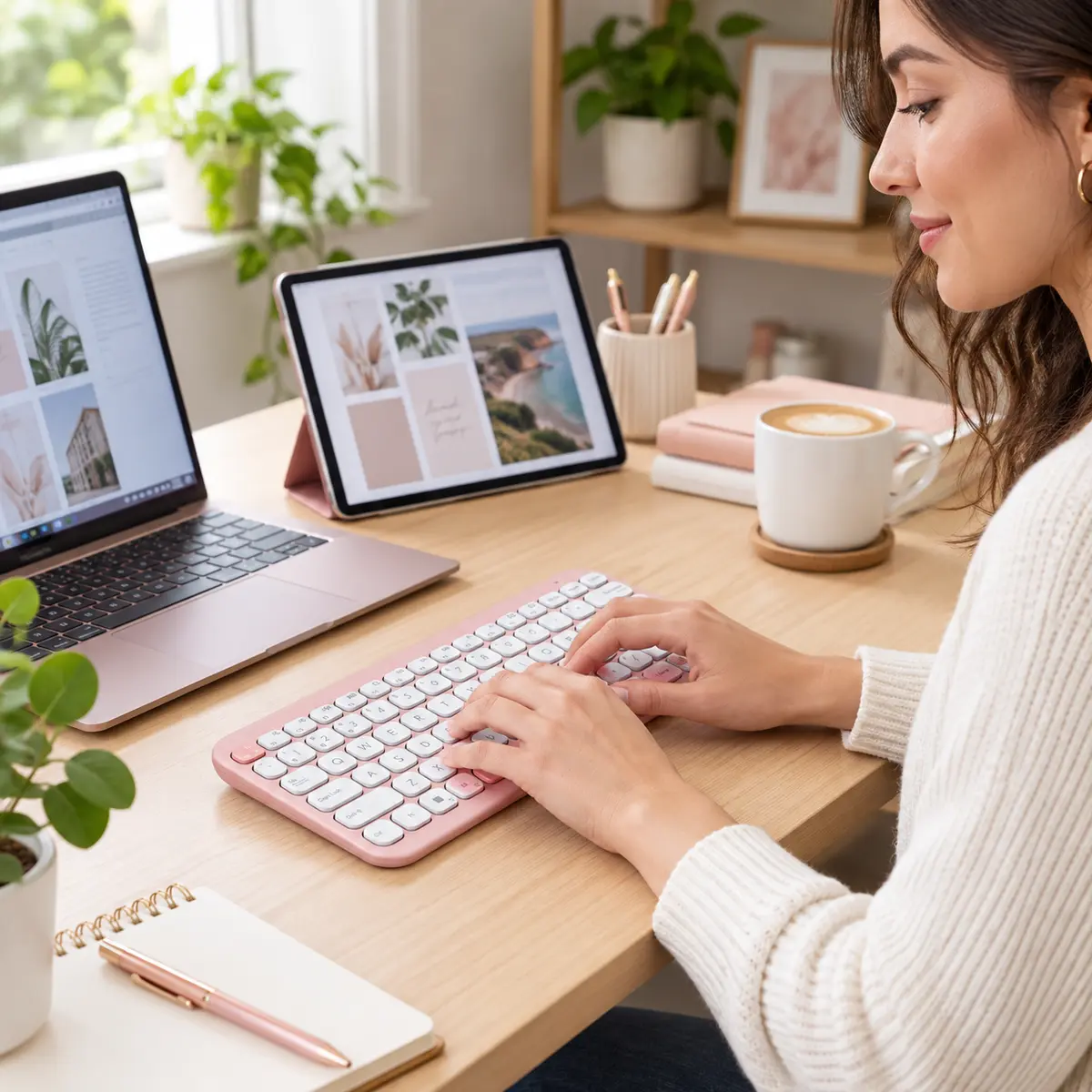 ASUS Marshmallow Keyboard KW100 בסביבת עבודה ביתית