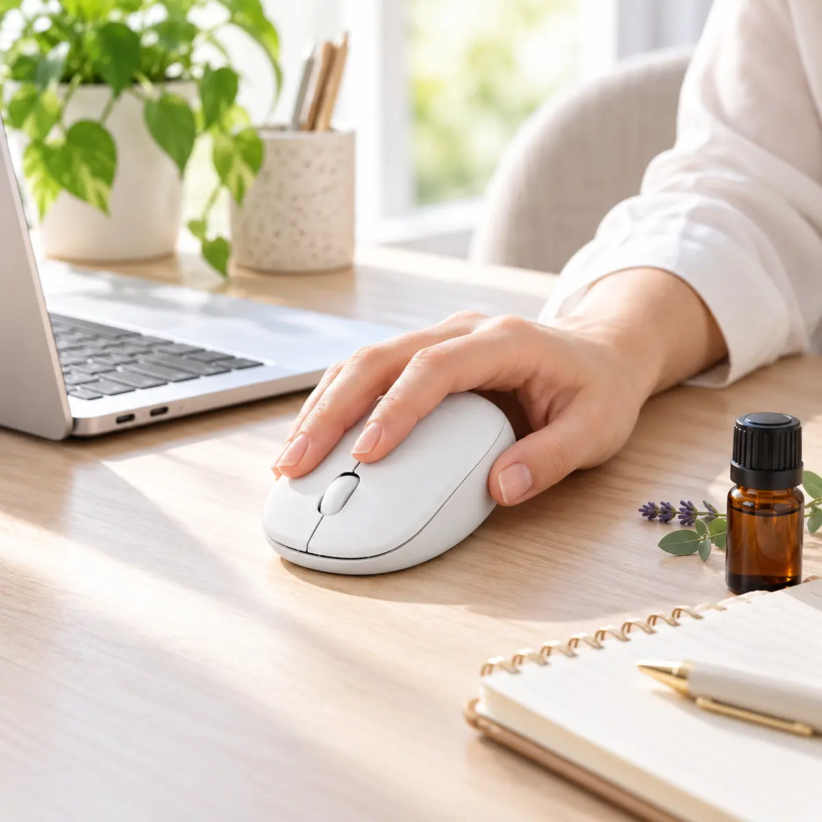 ASUS Fragrance Mouse MD101 בסביבת עבודה ביתית