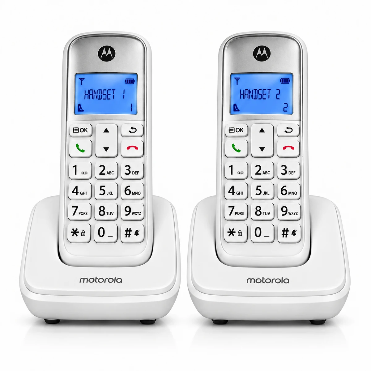 זוג טלפונים אלחוטיים Motorola S3002 לבן – מבט חזיתי, הדמיה