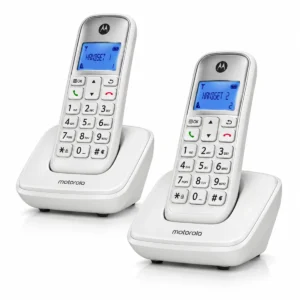 Motorola S3002 לבן – שתי שלוחות טלפון אלחוטי על בסיסים