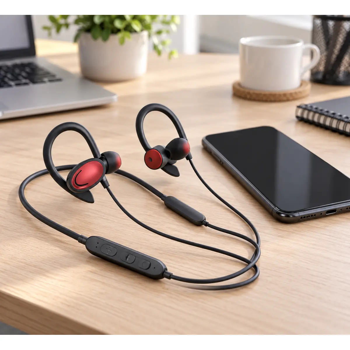 אוזניות MS-F2 בסביבת עבודה אוזניות Bluetooth MS-F2 לשיחות ומוזיקה בעבודה