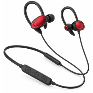 אוזניות Bluetooth ספורטיביות MS-F2 עם קשת צוואר שחורה ואדומה