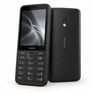 טלפון מקשים Nokia 235 4G שחור – צילום מוצר בזווית עם חזית וגב