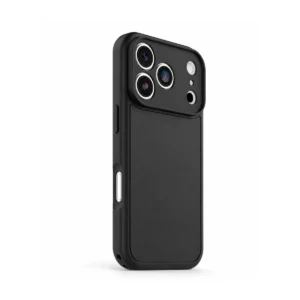 כיסוי OtterBox Lumen שחור לאייפון 18 Pro Max – מבט אחורי בזווית על רקע לבן