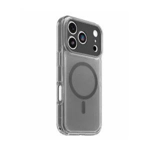 כיסוי OtterBox Lumen שקוף לאייפון 18 Pro Max – מבט אחורי בזווית על רקע לבן