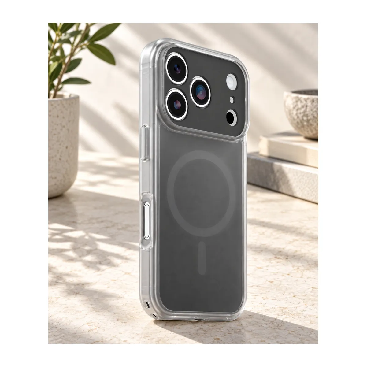 כיסוי OtterBox Lumen שקוף לאייפון 18 Pro Max – מראה הכיסוי בתאורה טבעית או מבט אחורי להמחשה
