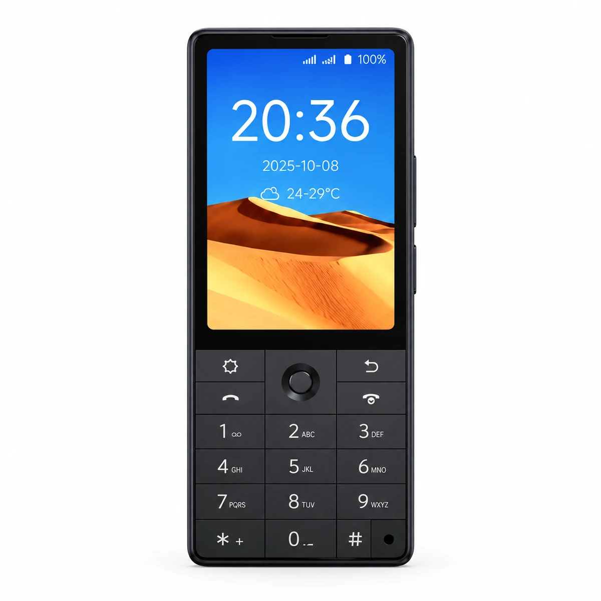 טלפון Qin F25 שחור 128GB – מבט חזיתי, הדמיה