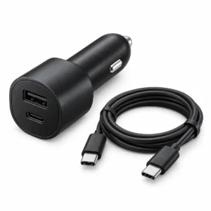מטען רכב Samsung EP-L5300 שחור עם USB-C ו־USB-A וכבל – תמונה ראשית להמחשה