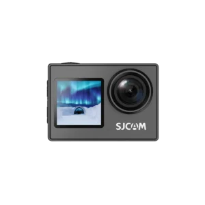 מצלמת אקשן SJCAM SJ4000 Dual Screen 4K בצבע שחור במבט חזיתי