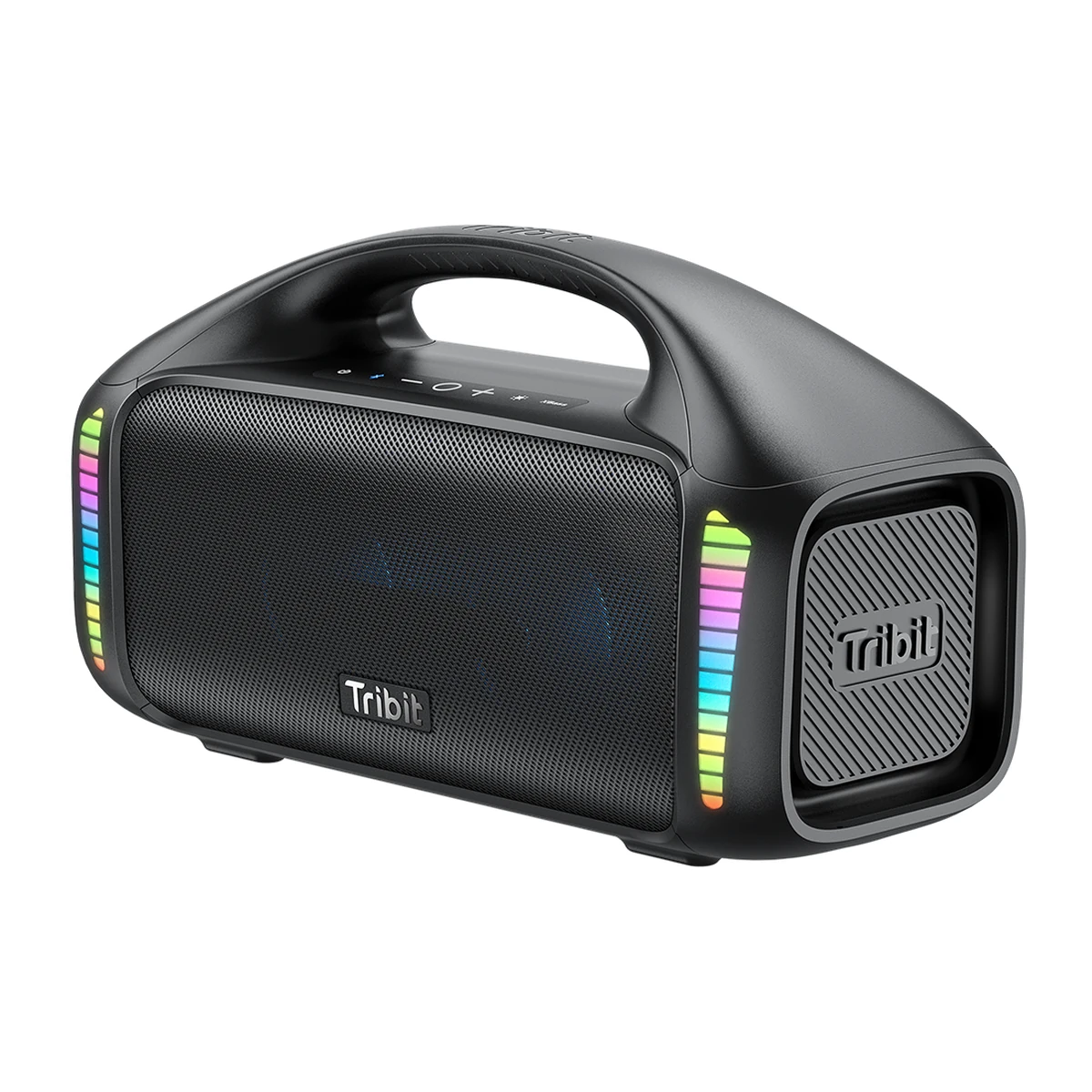רמקול Tribit StormBox Blast בזווית שמאל עם תאורת LED