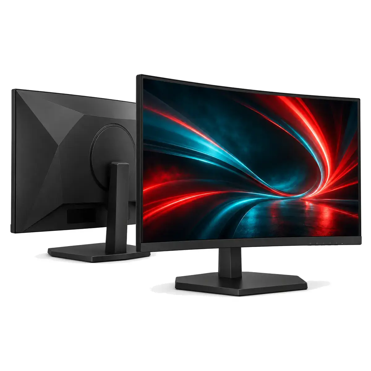 מסך גיימינג AOC C27G42E מבט קדמי ואחורי על רקע לבן