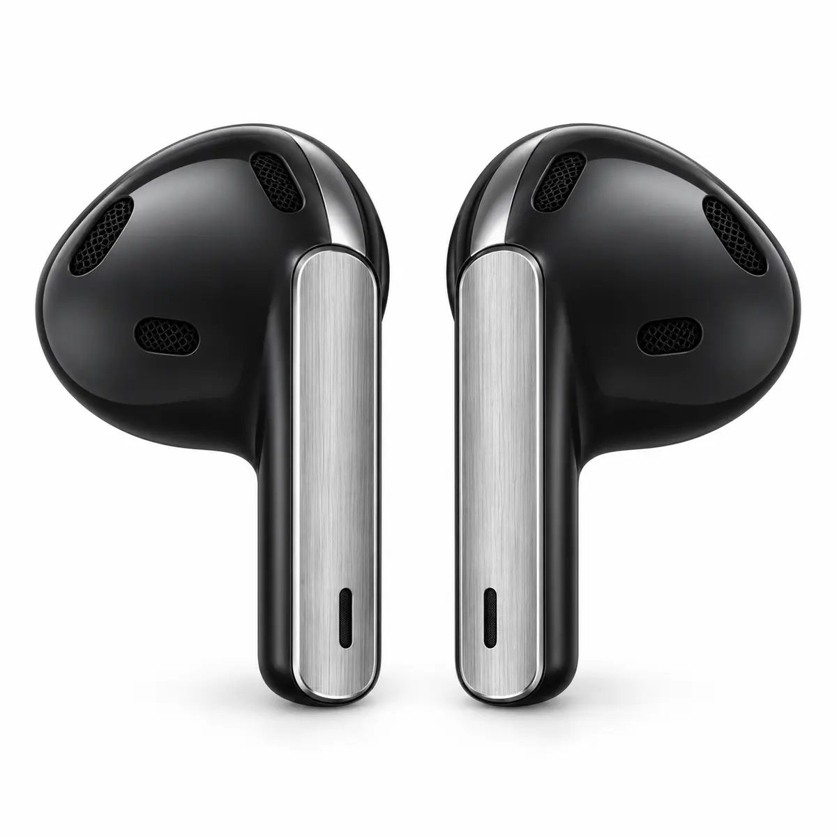 זוג אוזניות Samsung Galaxy Buds4 שחורות במבט קדמי