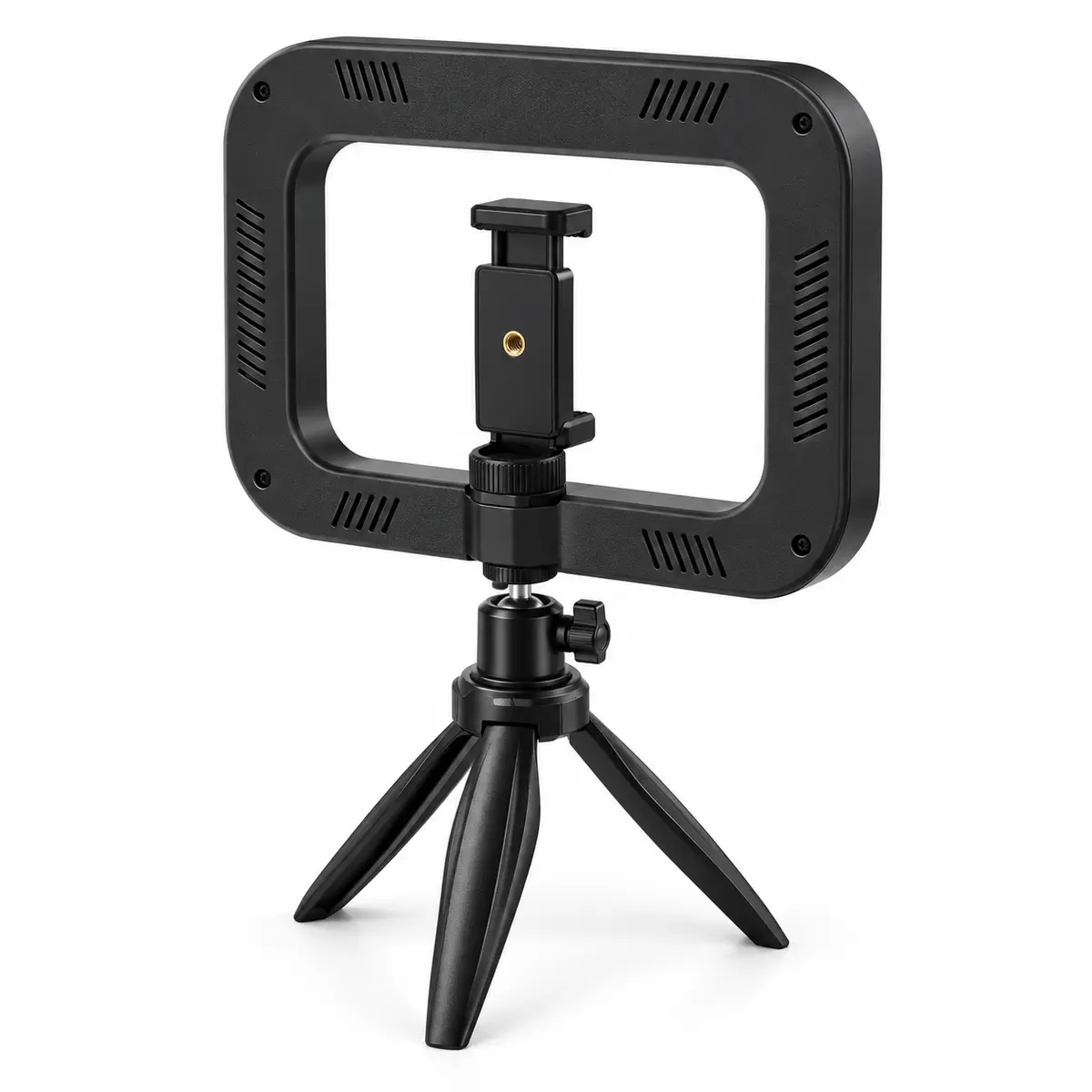 handheld-rectangular-ring-light-rear תאורת רינג ידנית עם מחזיק סמארטפון מתכוונן מבט אחורי