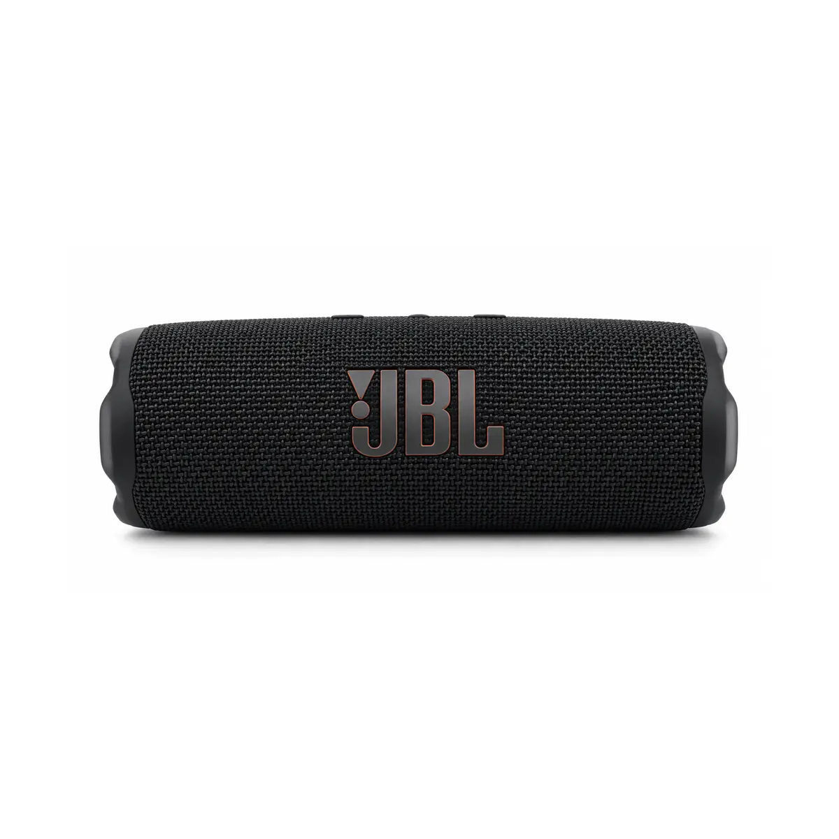 JBL Flip 7 שחור במבט קדמי על רקע לבן